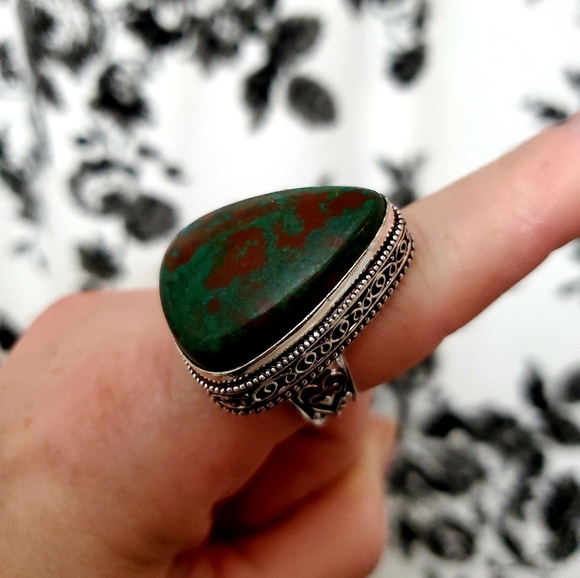 New Huge Bloodstone 925 Silver Ring. - Picture 2 of 8